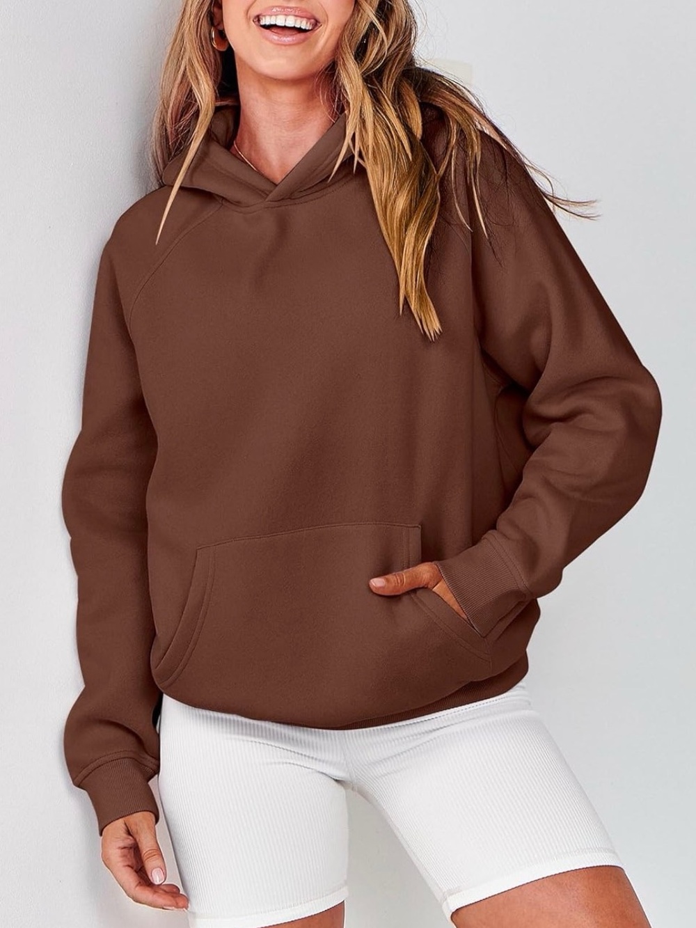 women’s everyday relaxed fleece brown pullover hoodie - anrabess (amazon)!